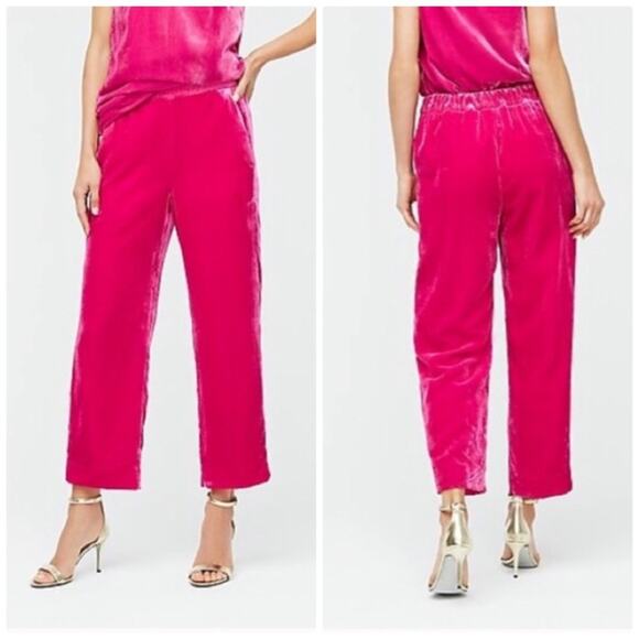 J. Crew‎ Women's Peyton Crop Pull-On Pant with Side Pocket in Velvet Pink Size 2 - Picture 1 of 5